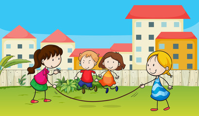 Obraz na płótnie Canvas Dzieci grając liny