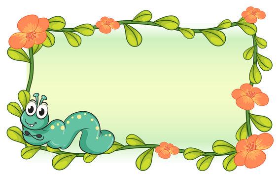 A caterpillar and a flower plant frame