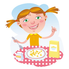 Breakfast Cereal And Girl.