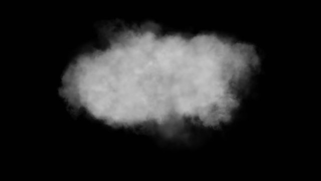 Cloud, isolated on black background, loop