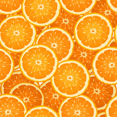 Seamless background with orange slices. Vector illustration.