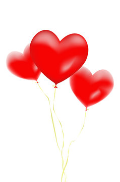 three heart balloons