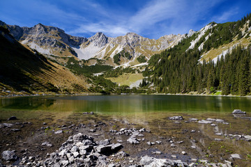 Soiernsee and Schottelkarspitze in Alps