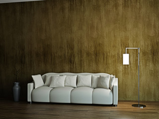 Room with sofa and a lamp