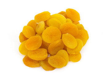 Dried apricots on a white background