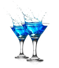 Blue curacao cocktail with splash