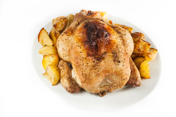 Roasted chicken with potatoes