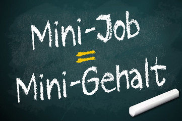 Kreidetafel mit Minijob und Minigehalt