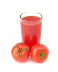 Tomatoes juice and group from tomatoes