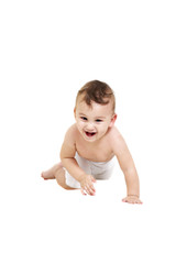 Happy baby, isolated over white