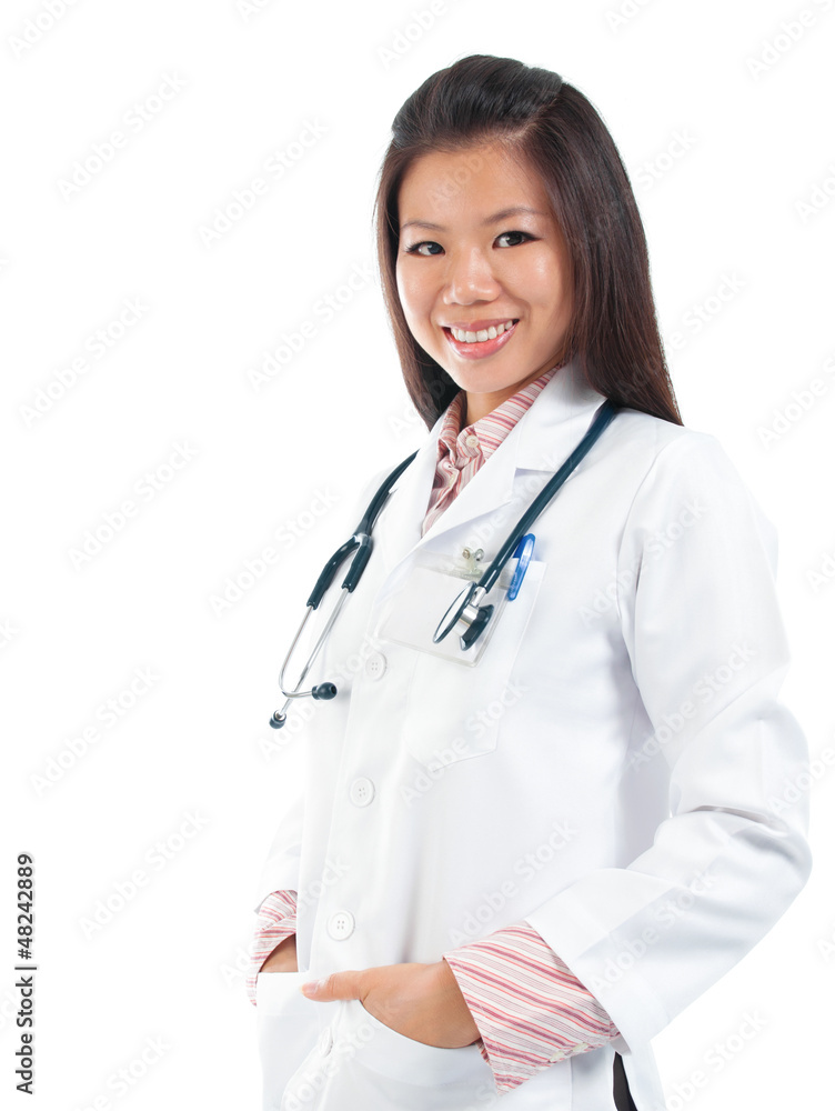 Poster smiling southeast asian medical student