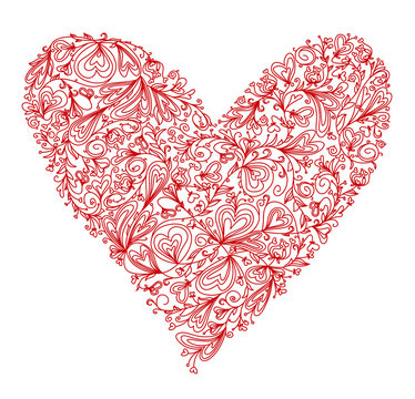 Vector Of Red Floral Heart.