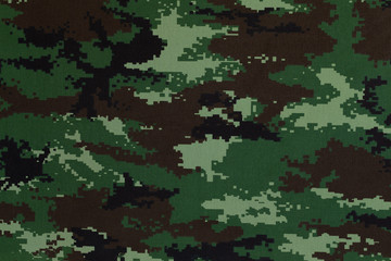 Thai army green woodland digital camouflage fabric texture backg