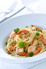 Shrimp pasta with lemon and parsley
