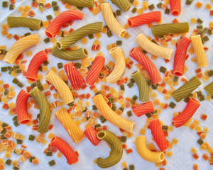 colorful pasta closeup, food background