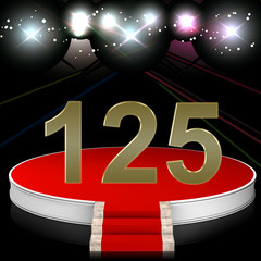 Zahl 125 auf Bühne im Rampenlicht