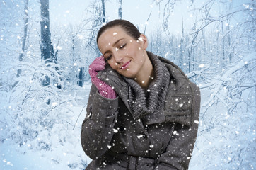 woman and snowfall