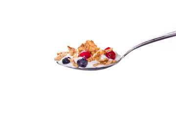 Spoon Of Yogurt With Cereals