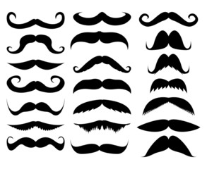 mustache in a set on a white background