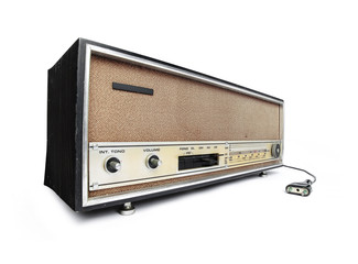 Obraz premium old radio on a white background
