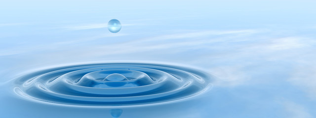 Naklejka na ściany i meble Conceptual blue water drop falling background