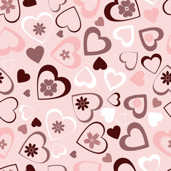 Fototapeta premium Valentine seamless pattern - flowers and hearts