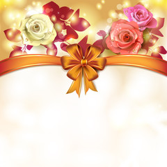 Background roses with orange bow