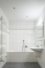 White tiled bathroom