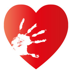 Obraz premium High resolution conceptual human hand print with heart