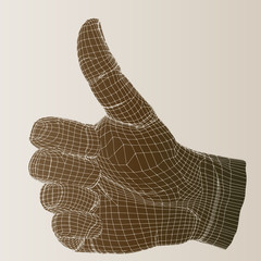 High resolution conceptual 3D human hand with thumb up