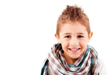 Adorable kid over white background
