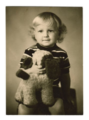 Vintage photo of a litle boy, circa 1970.