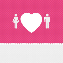 Valentine background: couple silhouettes with heart