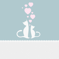 Valentine illustration. Two cats sitting together in love