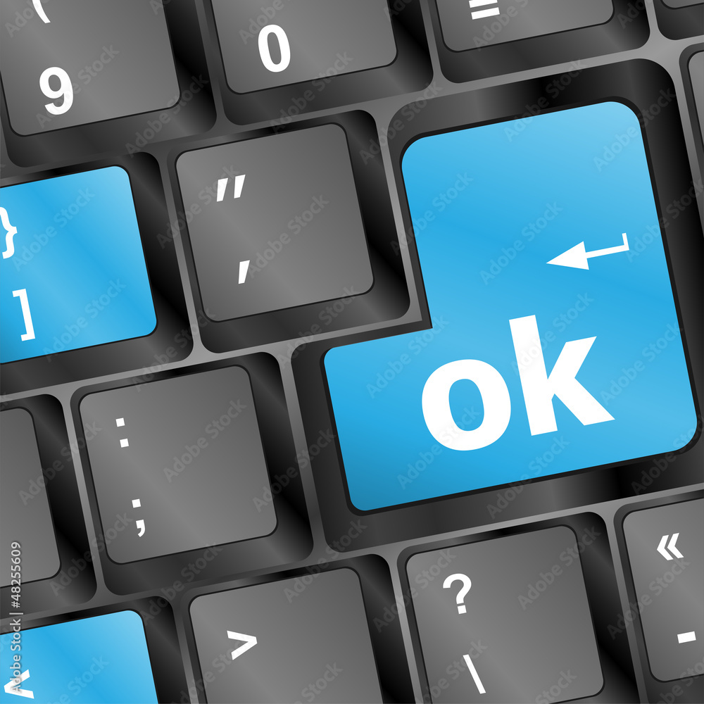 Poster button ok computer keyboard. internet concept