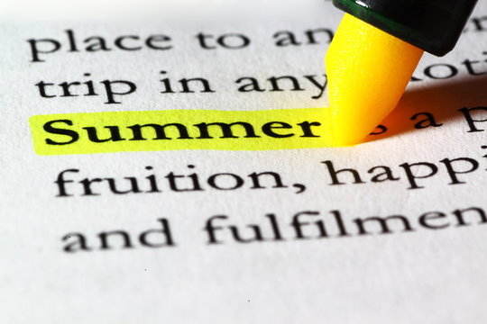 Word summer highlighted with a yellow marker