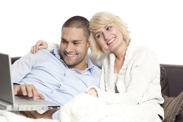 Happy couple on the sofa