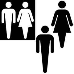 Restroom sign on black or white