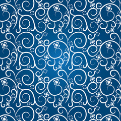 Vintage floral pattern on a blue background