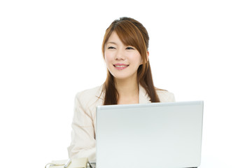 Beautiful asian businesswoman on white background