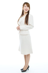 Beautiful asian businesswoman on white background