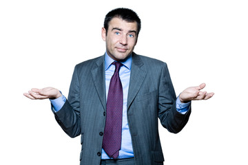 Portrait of confused mature man gesturing