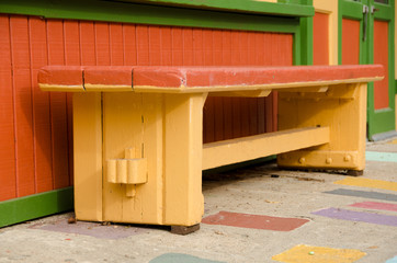 Colorful bench in Spanish village in Balboa park