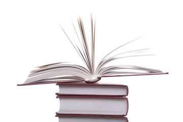Fototapeta premium Isolated red pile books