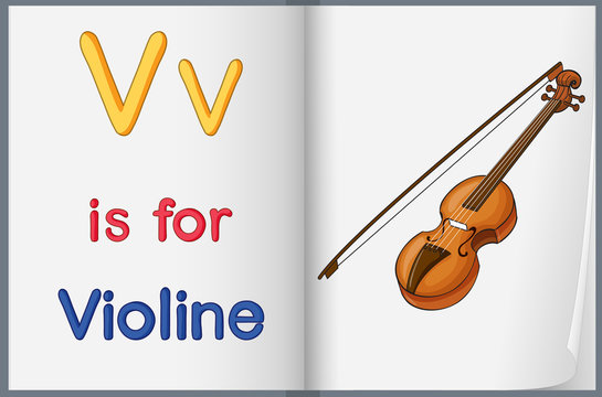 A picture of a violine in a book
