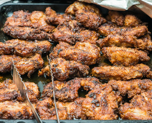 the meat in the pan