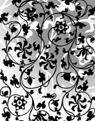 Papier Peint photo Fleurs noir et blanc Motif végétal