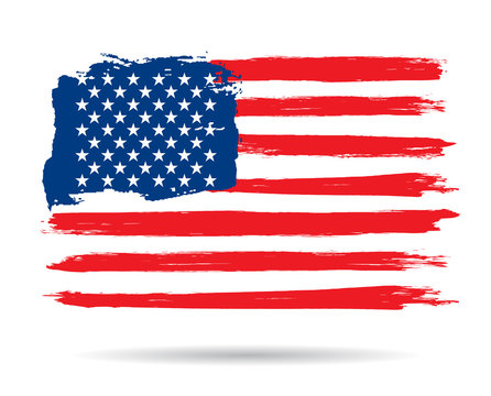Grunge brush stroke watercolor of American flag