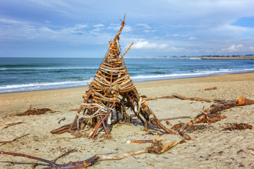 Shelter on Beach in Form of Tent © wolterke
