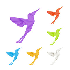 Ensemble de colibris en origami